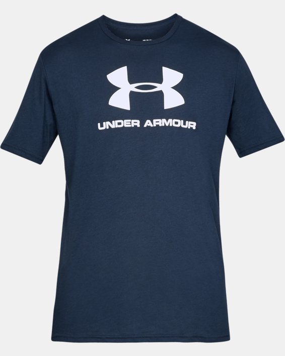 Men's UA Sportstyle Logo Short Sleeve, Navy, pdpMainDesktop image number 5
